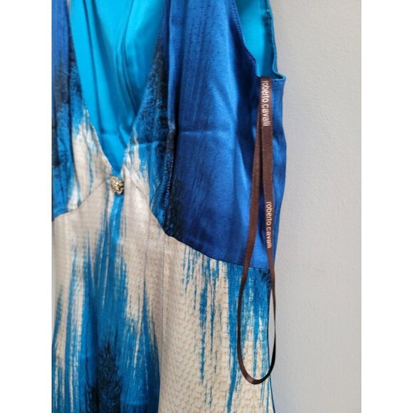 Roberto Cavalli Blue Sleeveless Snake-Embellished Bodycon Dress US 4 $843 - Picture 3 of 9